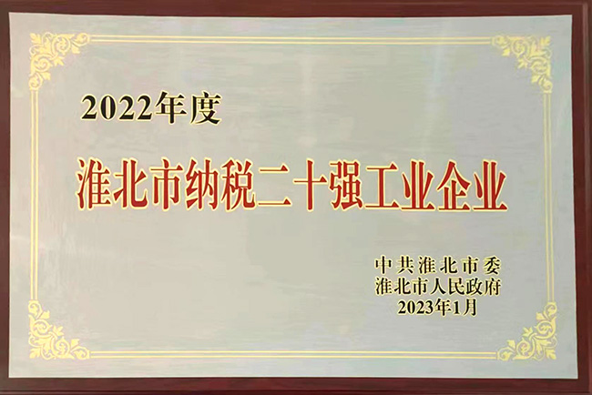 2022年度淮北市納稅二十強工業(yè)企業(yè)